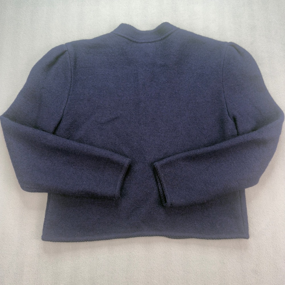Deans of Scotland Navy Blue Wool Cardigan Sweater Size Large Puff Sleeve Vintage - Picture 7 of 10